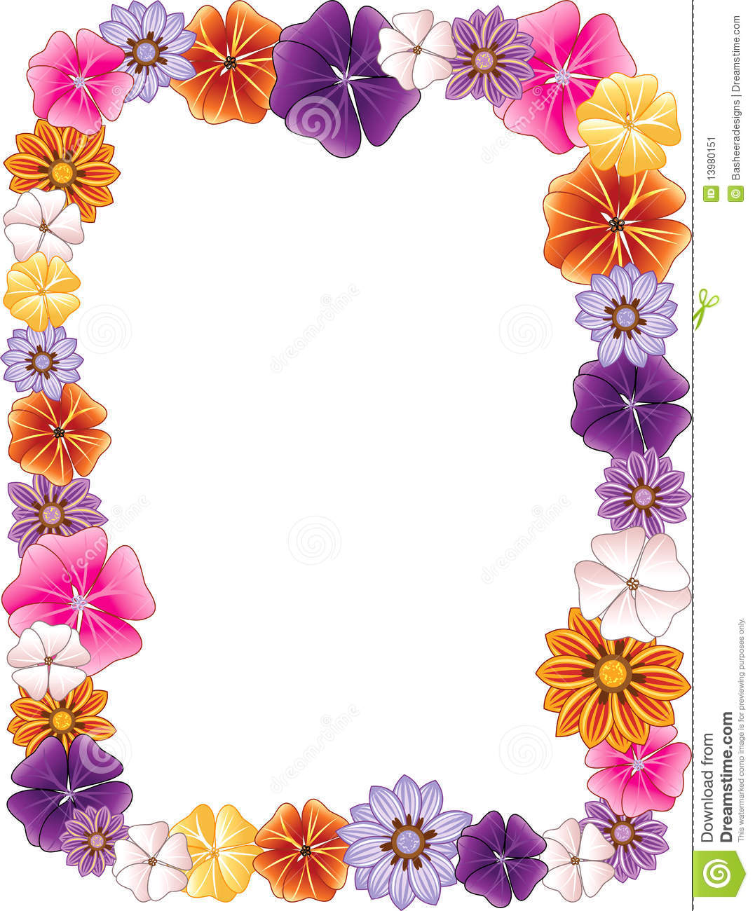 Hawaiian Flower Border Clip Art