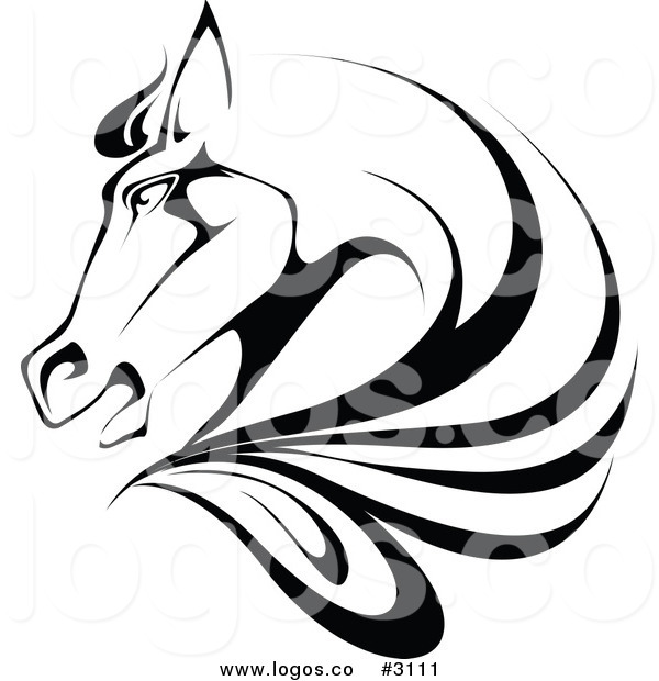 Horse Head Clip Art Black and White