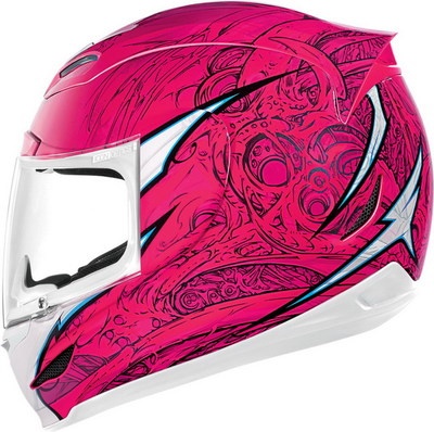 Icon Pink Motorcycle Helmet