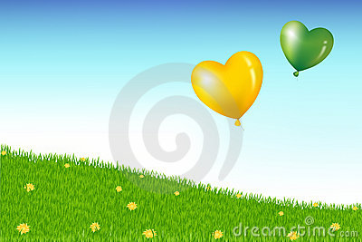 Image of Cartoon Hill with Grass and Flowers