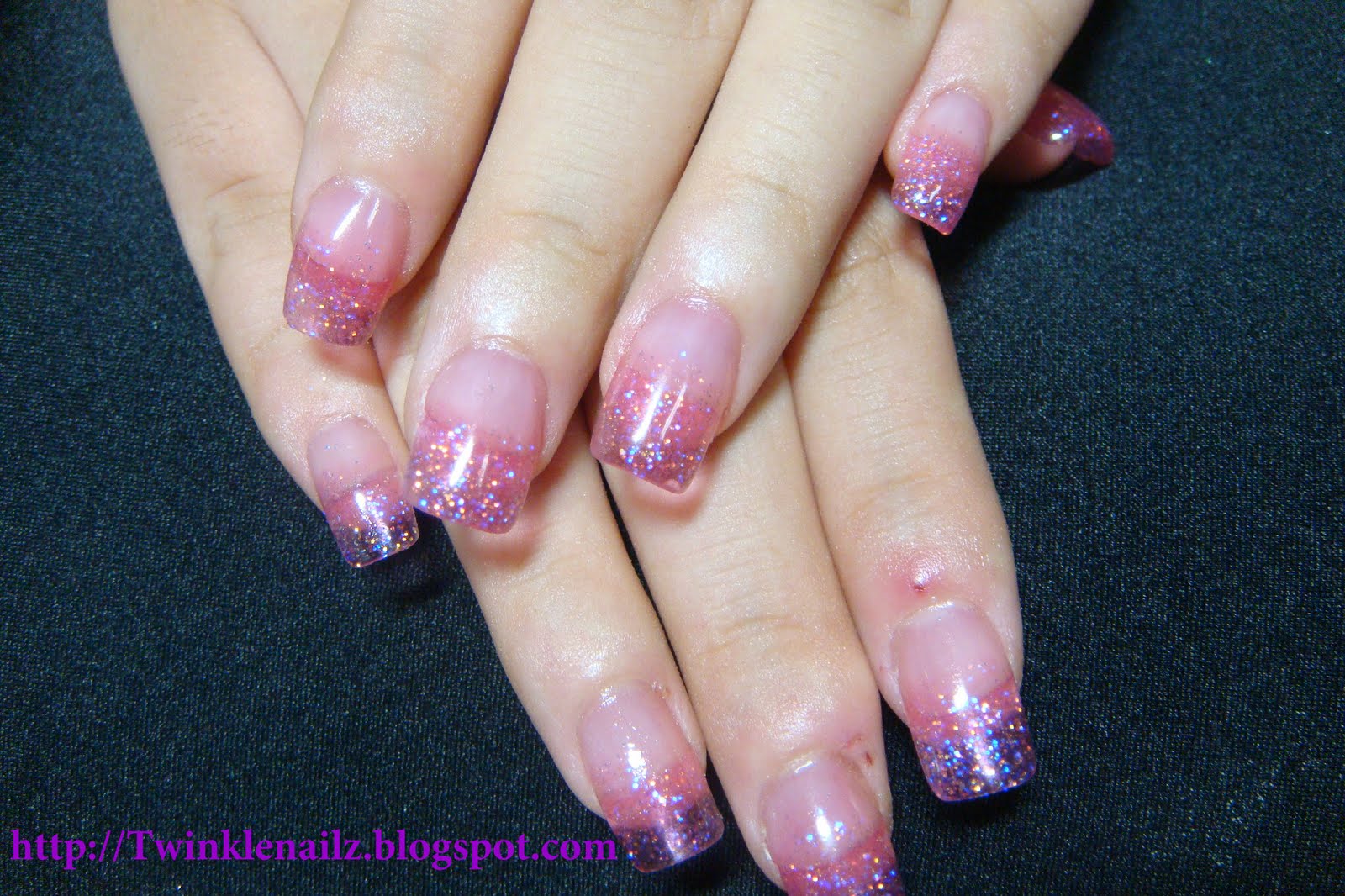 Light Pink Glitter Acrylic Nails