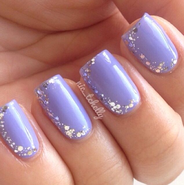 14 Light Purple Glitter Nail Designs Images