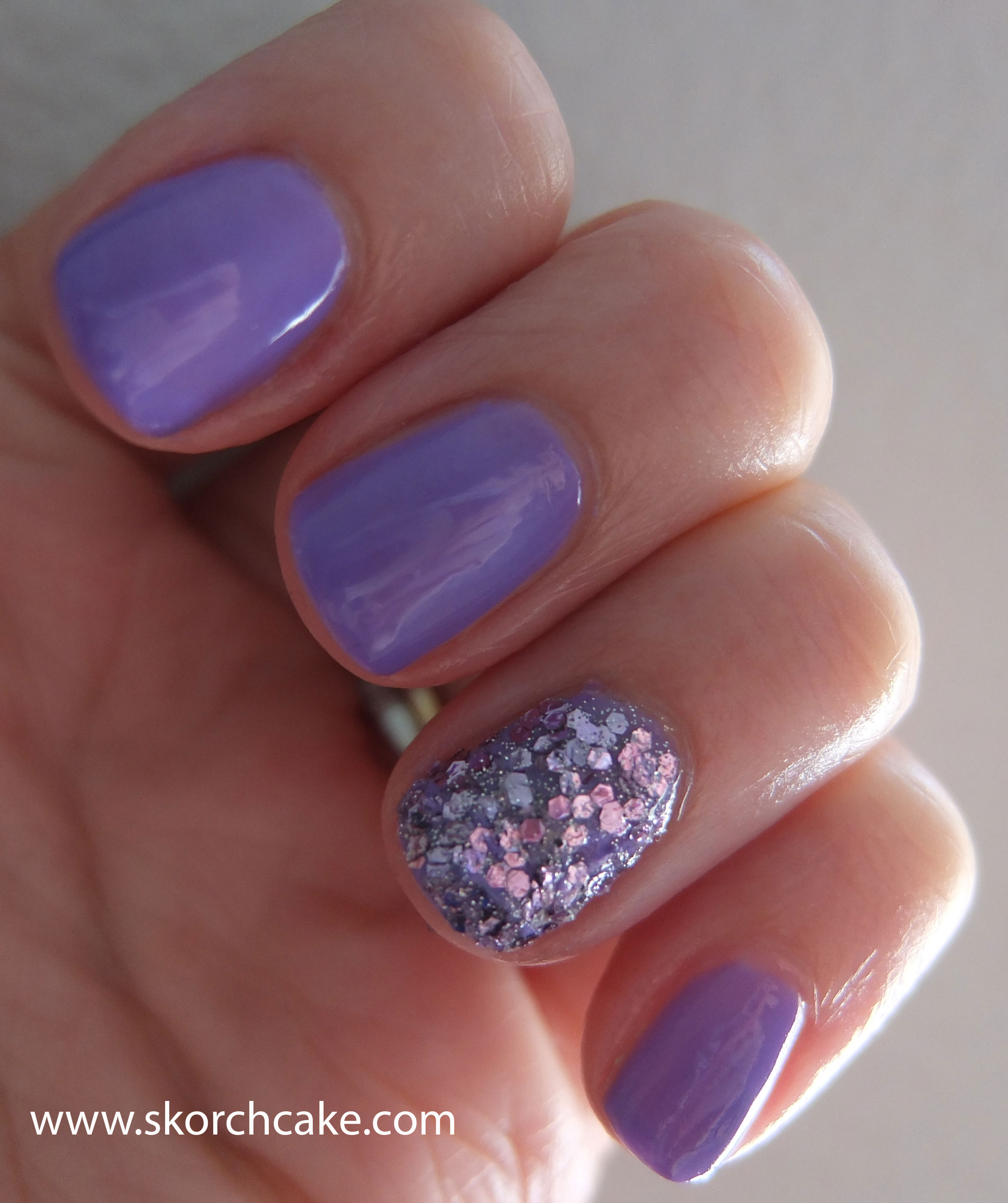 Light Purple Nails with Glitter
