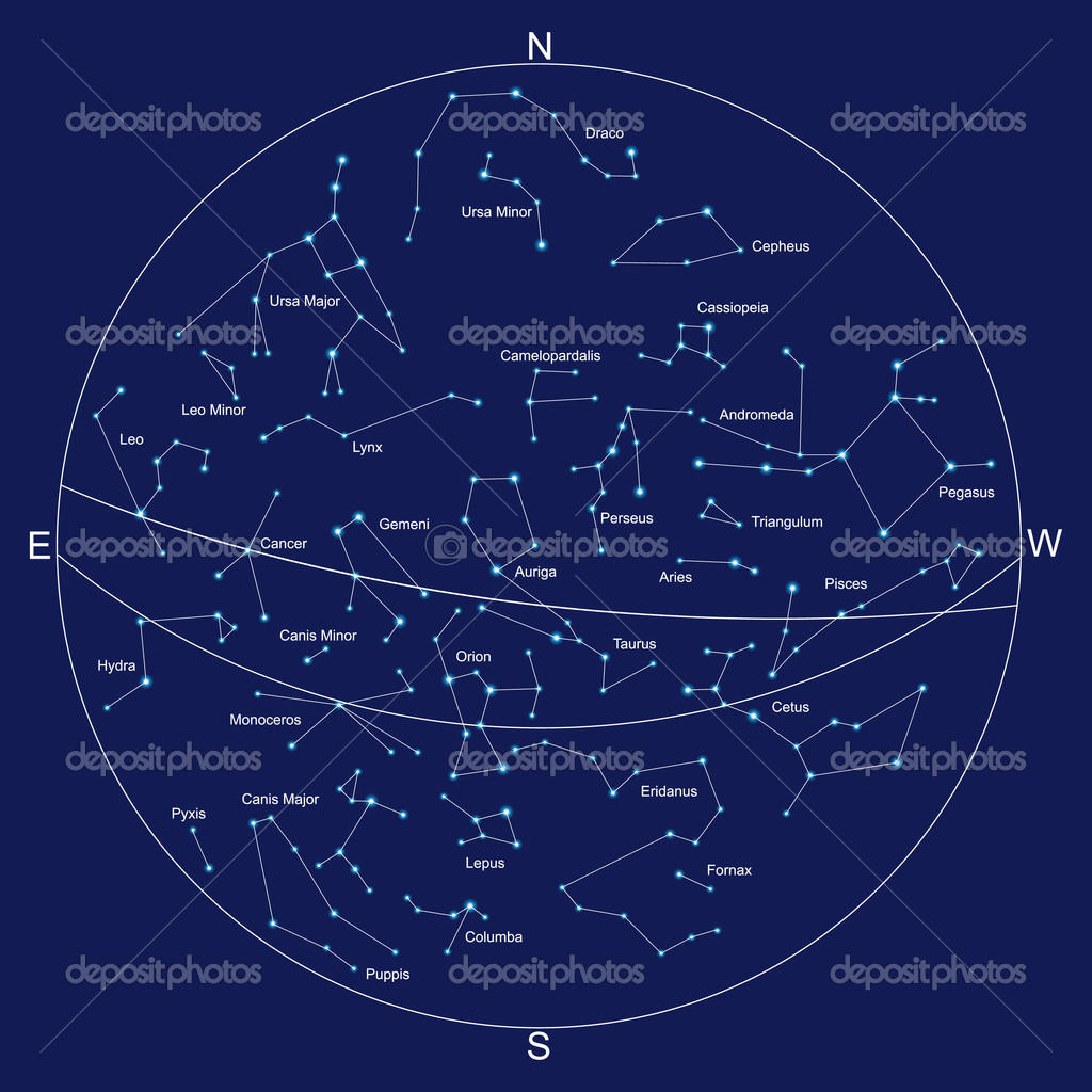 Map of Star Constellations in the Sky