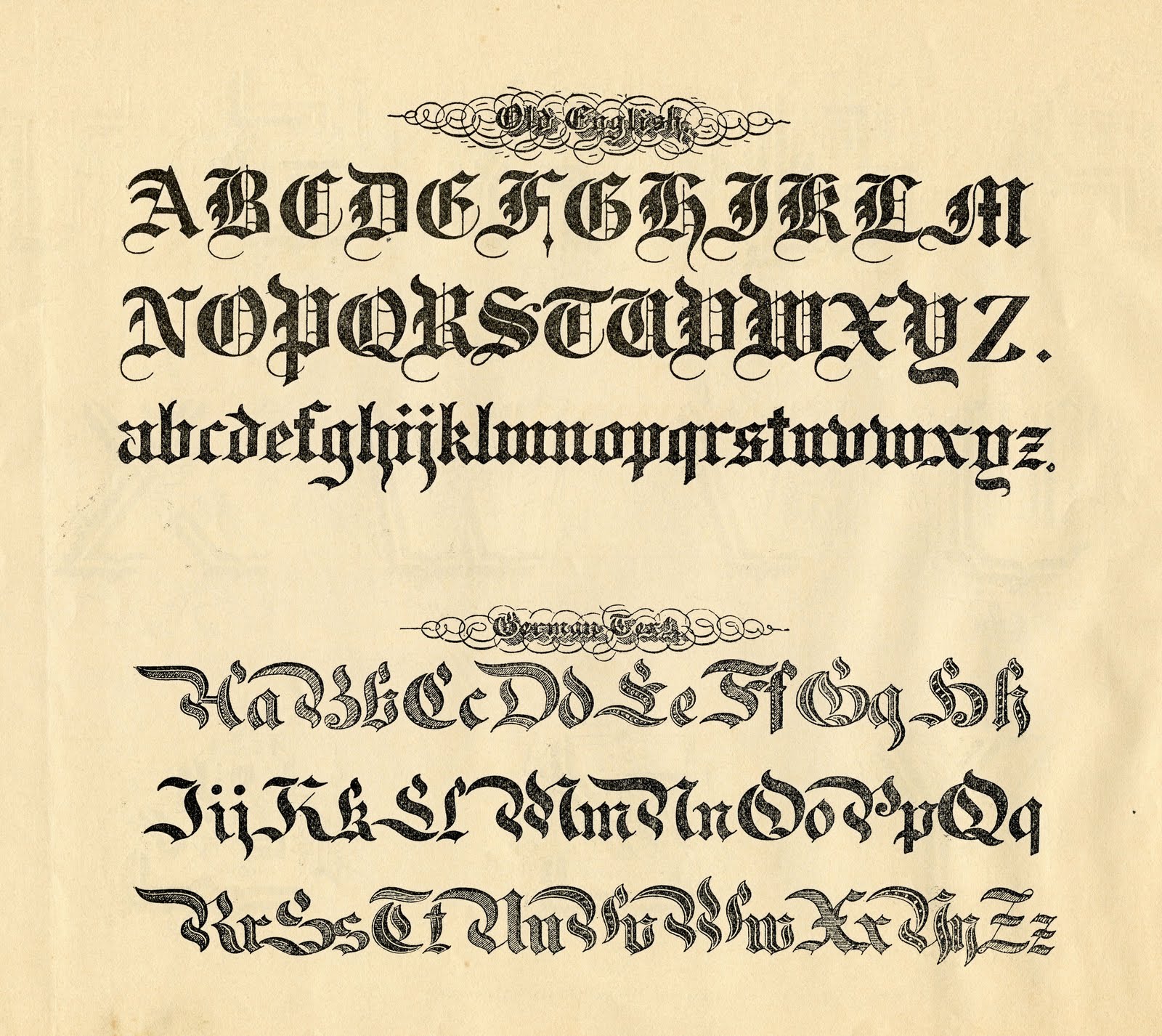 Medieval Calligraphy Alphabet