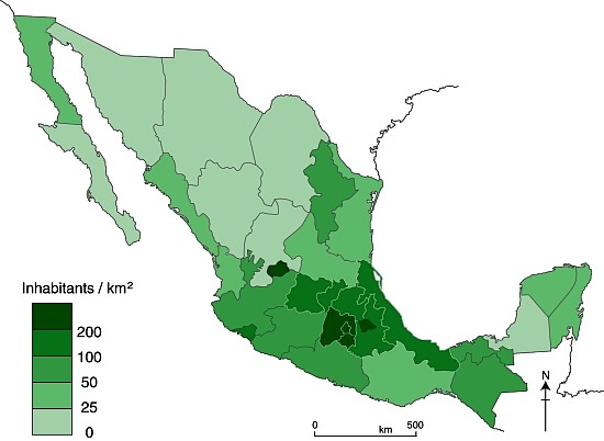 Mexico Population Density Map Mexico Population Density Map