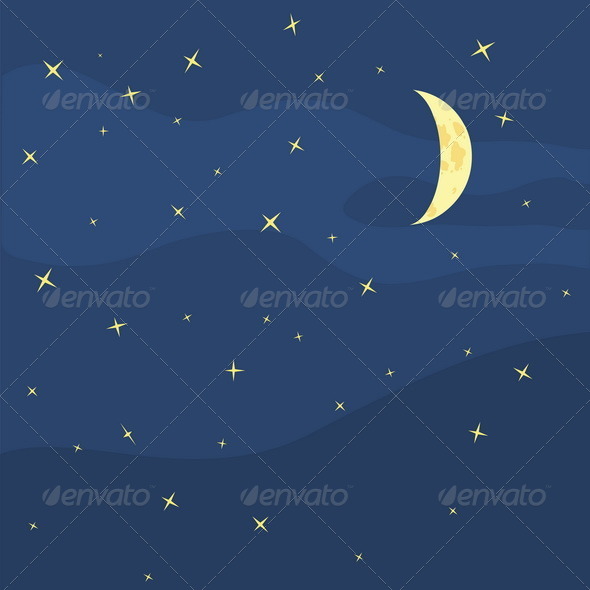 Night Sky Moon and Stars