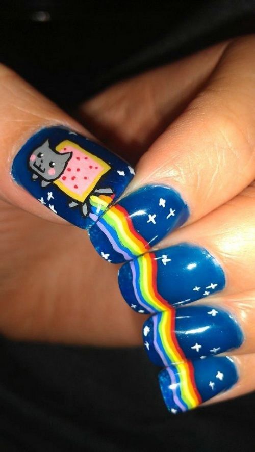 16 Short Nail Art Designs Cats Images