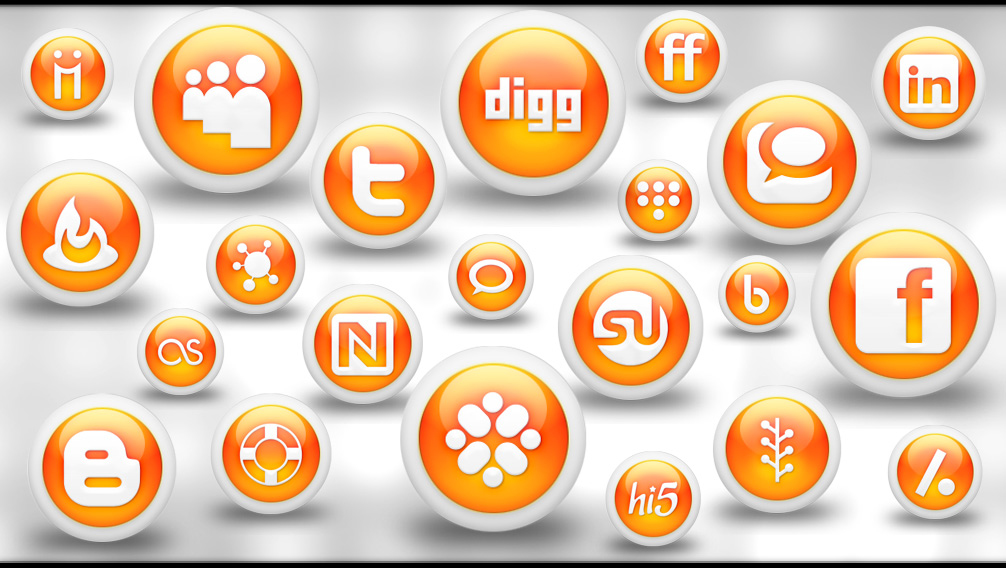 Orange Social Media Icons Circle