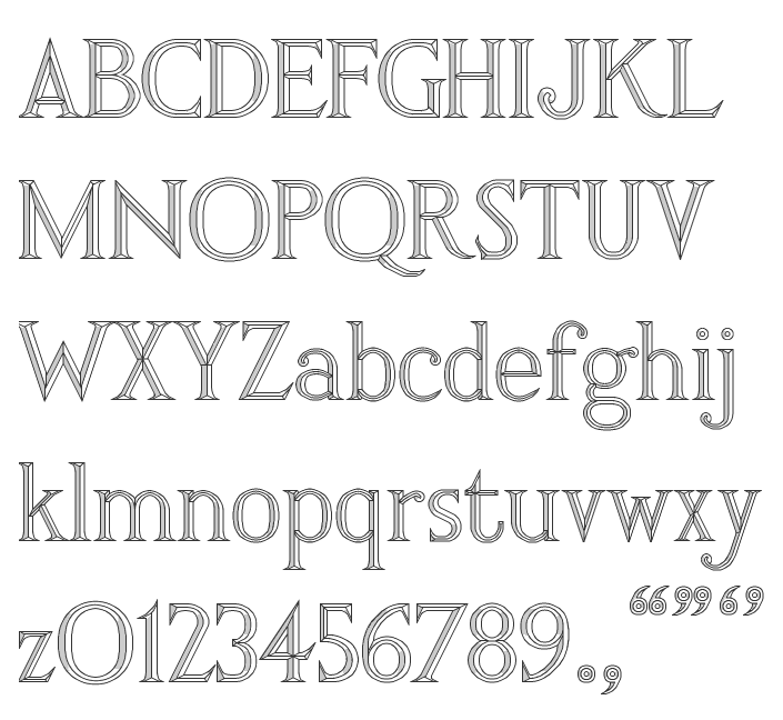 Outline for Wood Carving Letter Fonts
