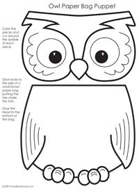 Owl Paper Bag Puppet Template