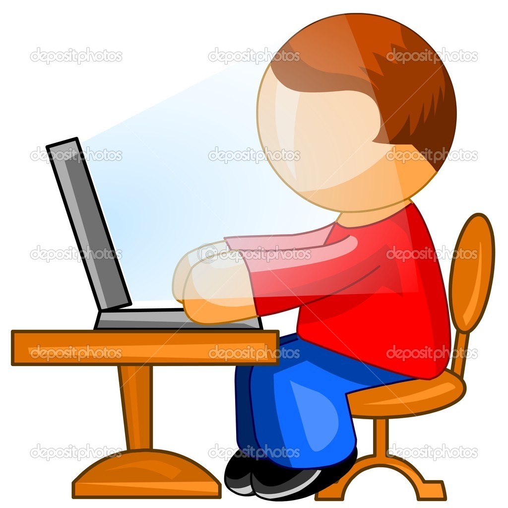 Person Working On Computer Icon Person Working On Computer Icon