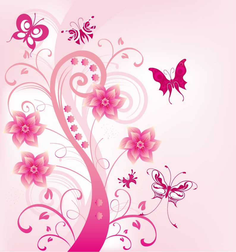 15 Pink Floral Swirls Vector Images