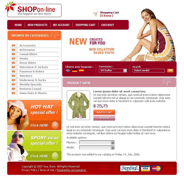 PSD Website Template Shopping
