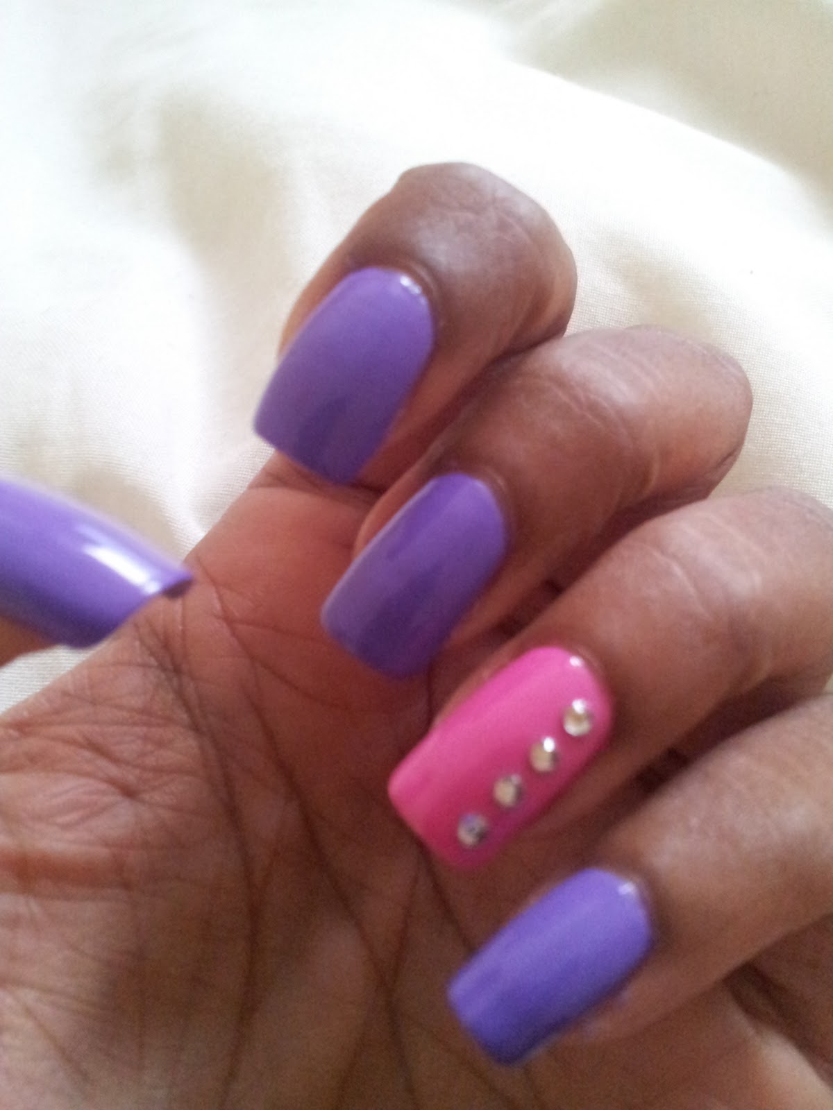 Purple and Pink Nails with Design