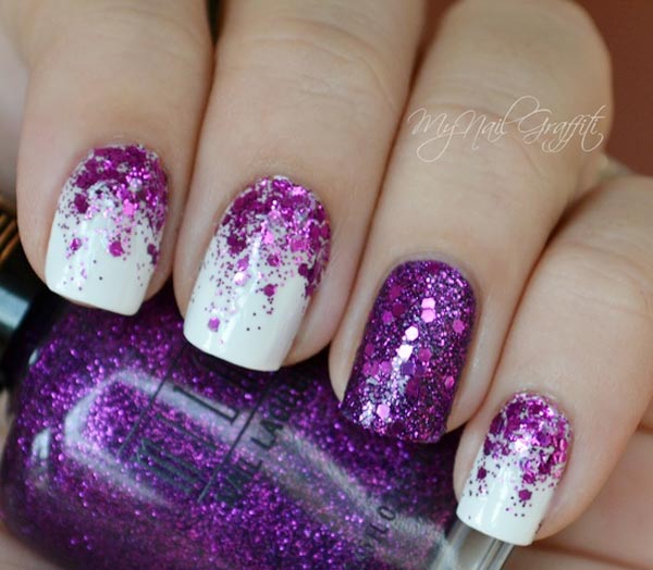 Purple Glitter Nails