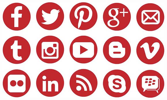 Red Social Media Icons