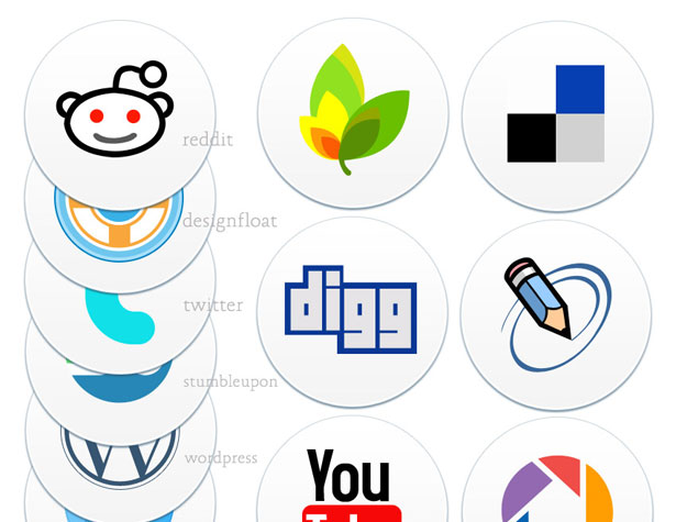 Round Social Media Icons for Website