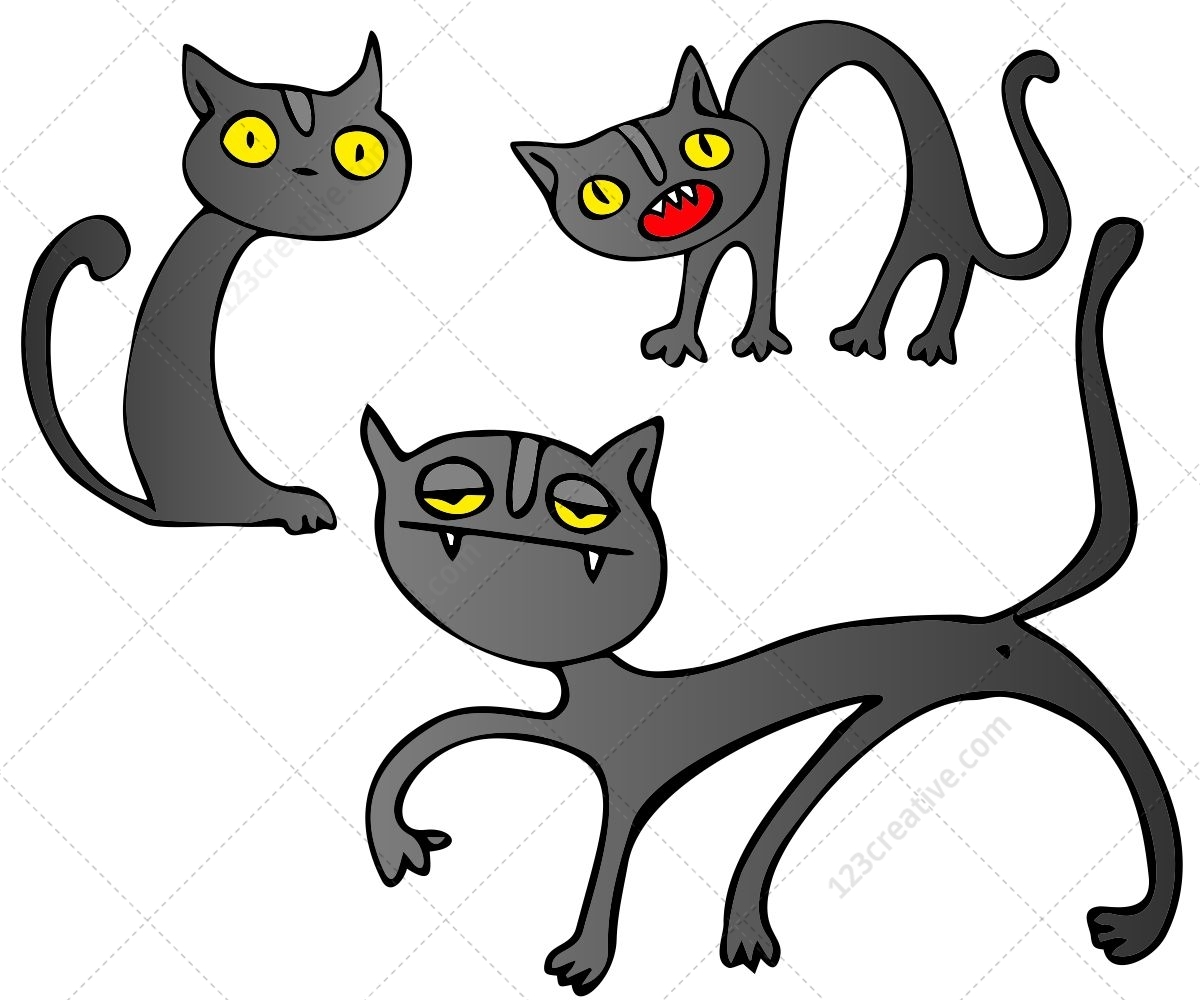 Scary Cartoon Halloween Cats