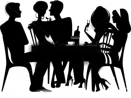 Silhouette People Sitting at Tables