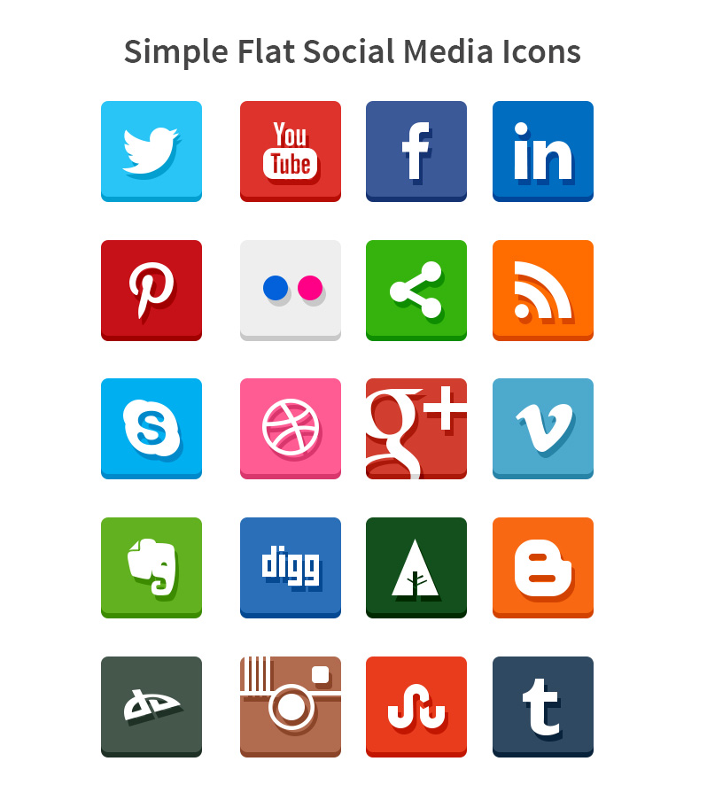 Simple Social Media Icons Flat