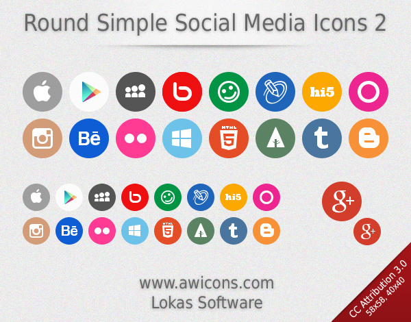 Social Media Icons Round