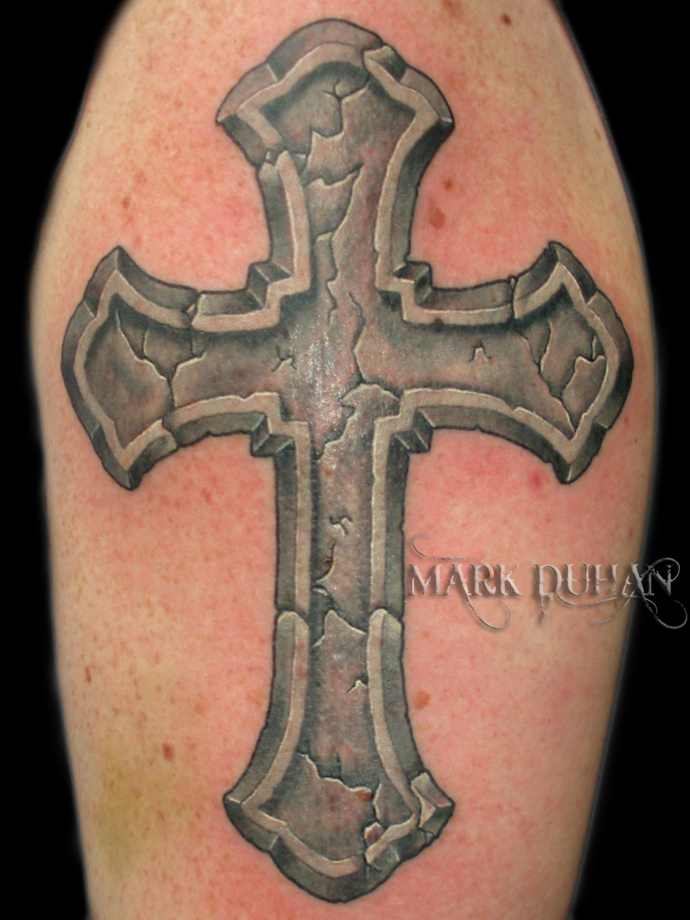 Stone Cross Tattoo