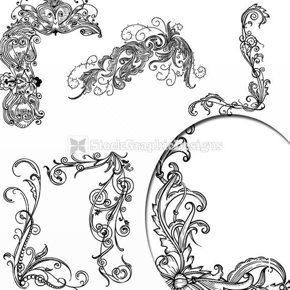 Swirl Corner Designs Vector