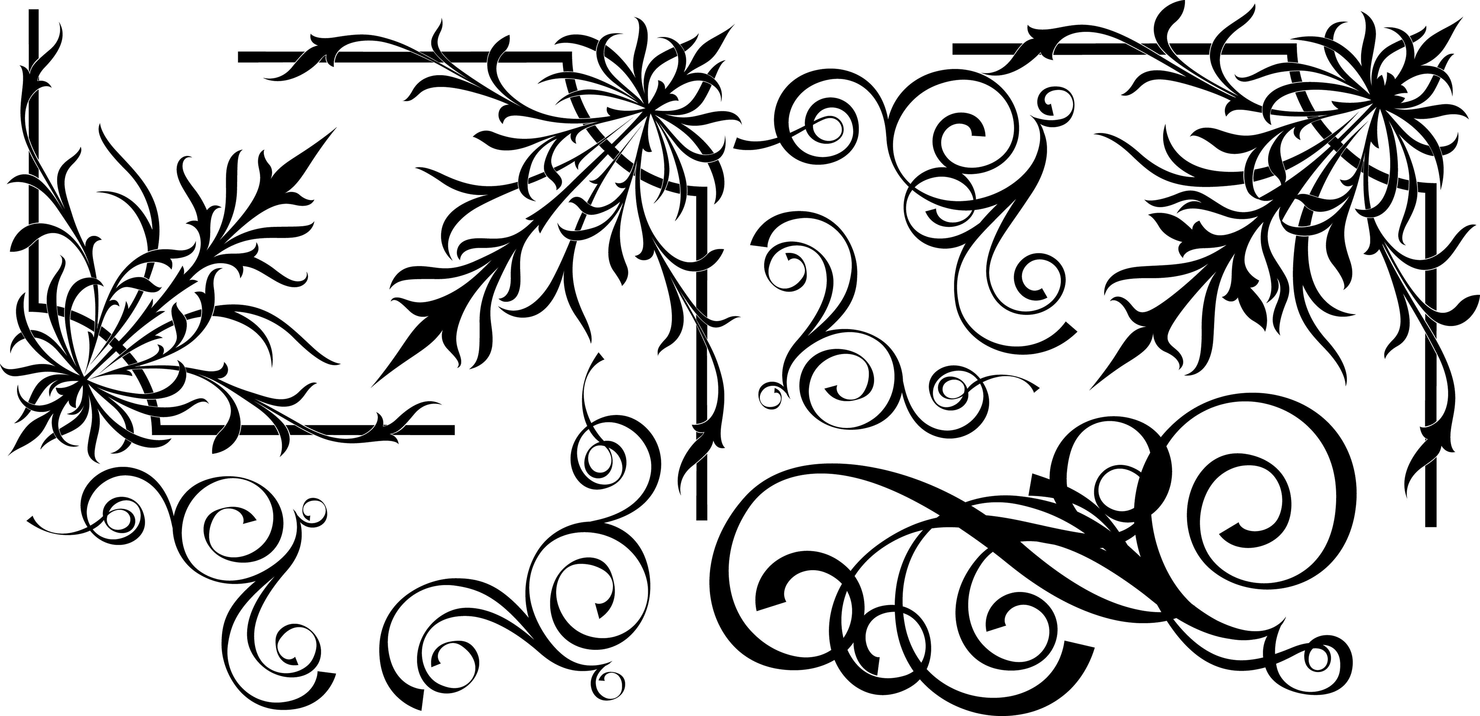 Swirl Corner Designs Vector