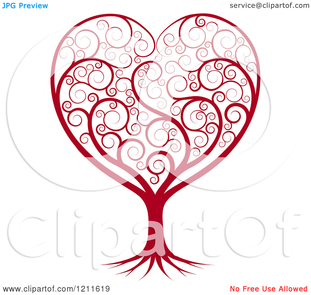 Swirl Tree Heart Clip Art