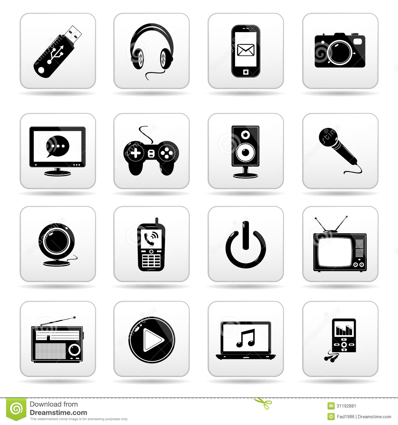 Technology Icons Black and White