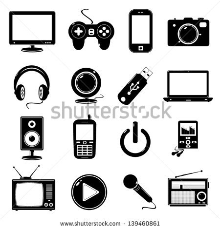 Technology Icons Black and White