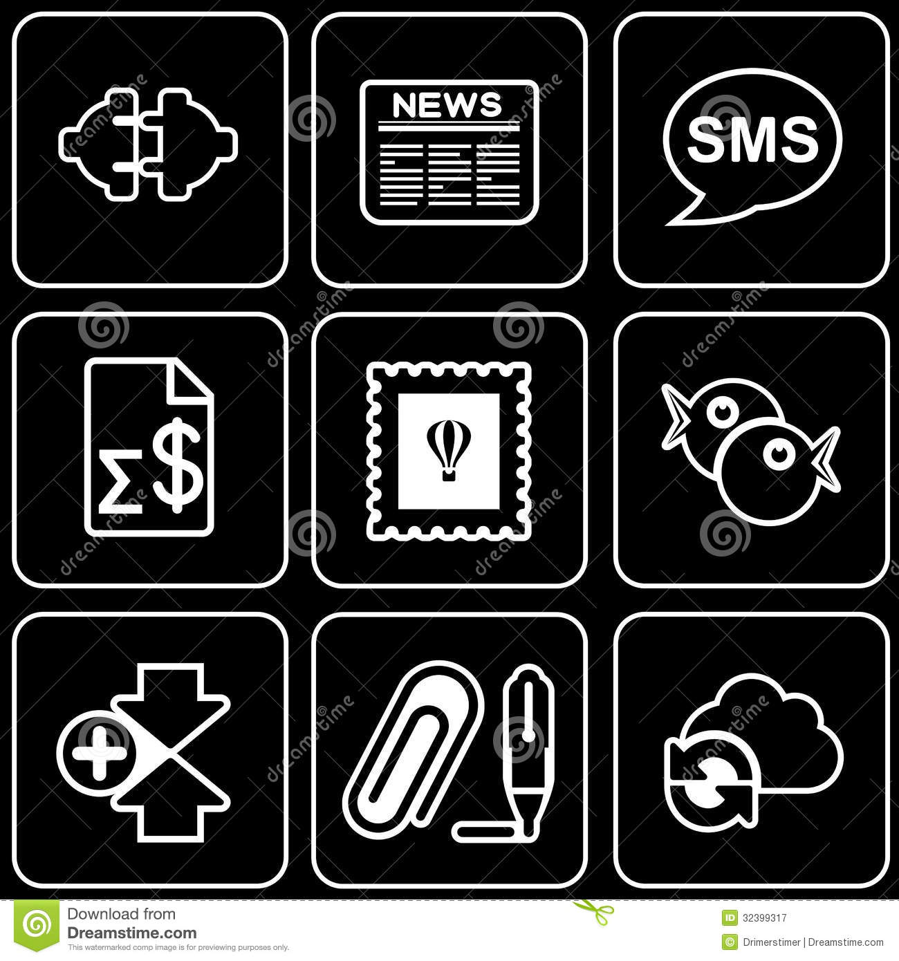 Technology Icons Black and White