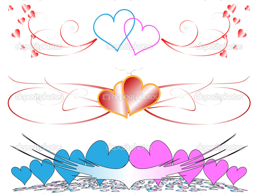 Three Hearts with Banners Three Hearts with Banners