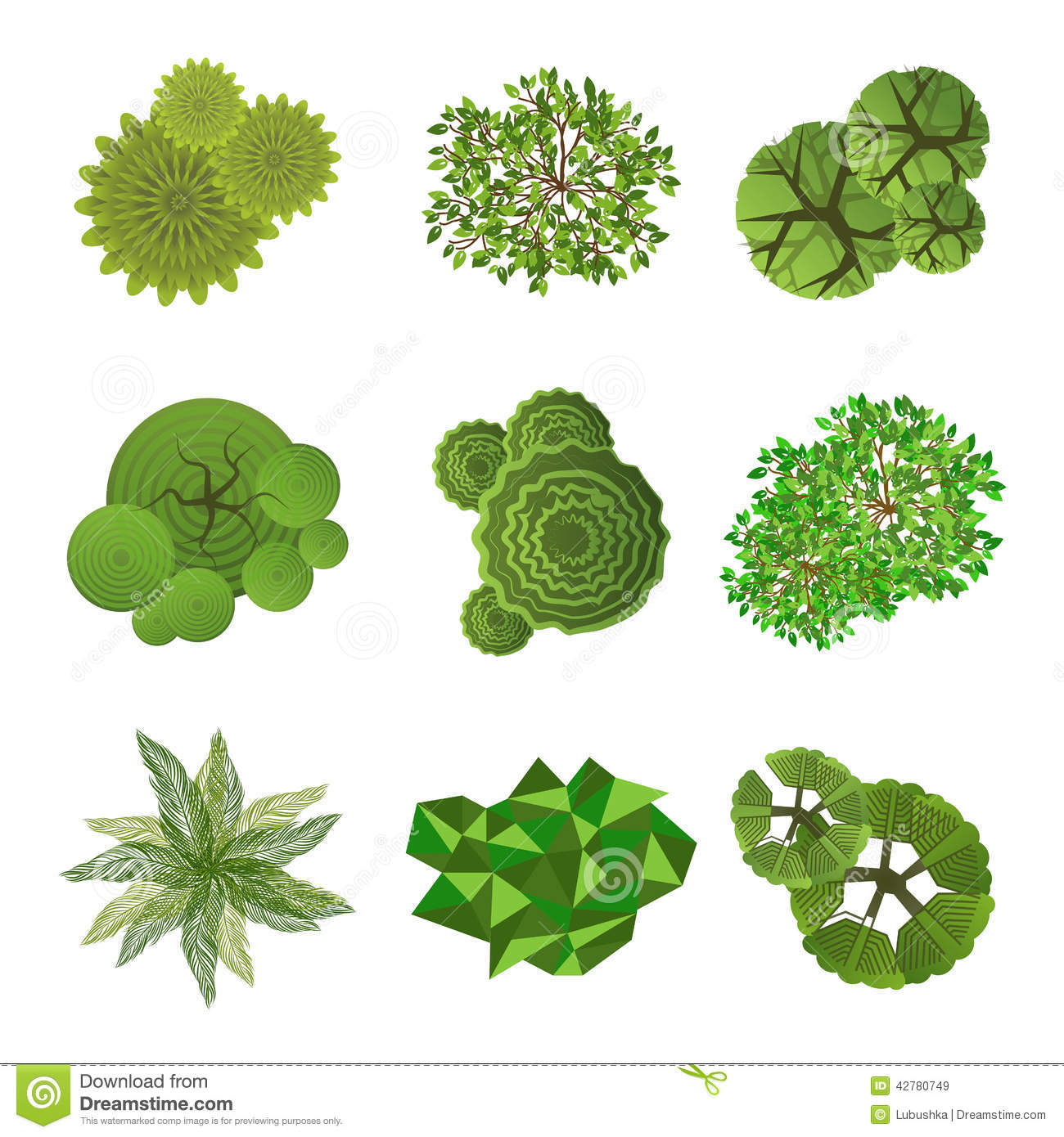 Vector Top View Trees Plans