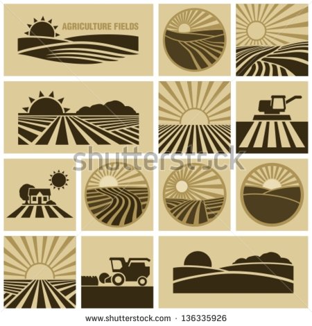 Vintage Vector Farm Background Fields