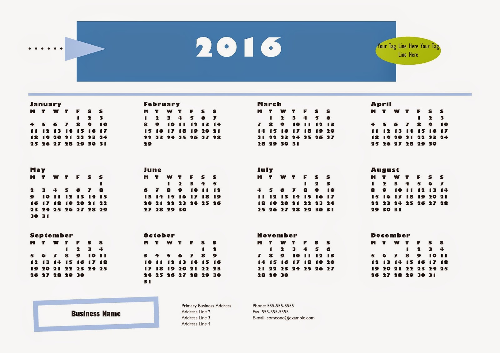 2016 Calendar PDF Download