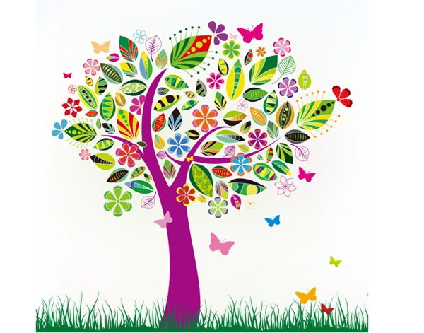 20 Cartoon Flowers And Butterflies Vector Images