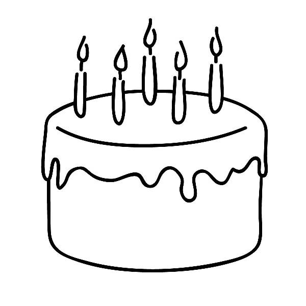 Black and White Birthday Cake Clip Art