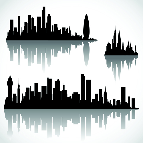 Black and White City Building Vector
