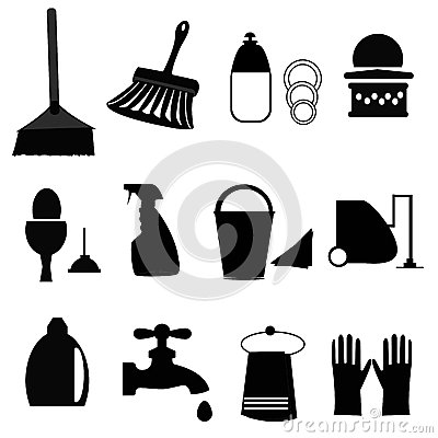 Black and White Cleaning Icon