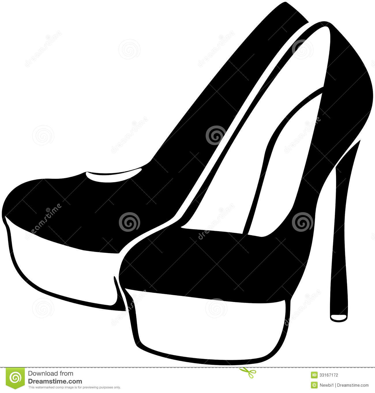 Black and White High Heel Clip Art