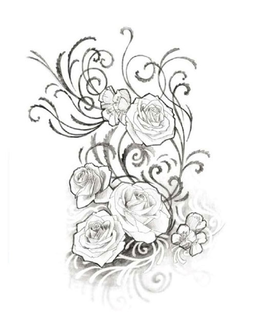 Black and White Rose Flower Tattoo Designs