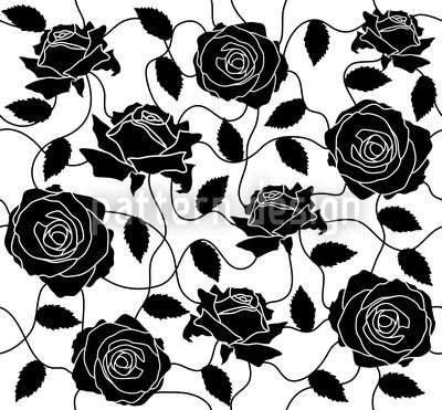 Black and White Rose Pattern