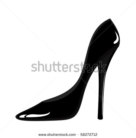 Black and White Vector Art of a High Heel Shoe