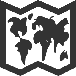 Black and White World Map Icon