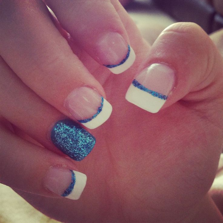 Blue French Tip Acrylic Nails