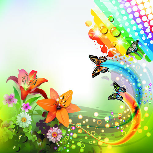 Colorful Butterflies and Flowers