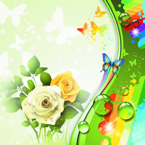 Colorful Butterfly and Flowers