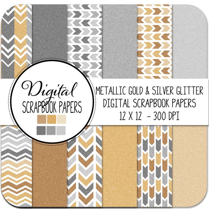 Digital Scrapbook Paper Silver Metallic